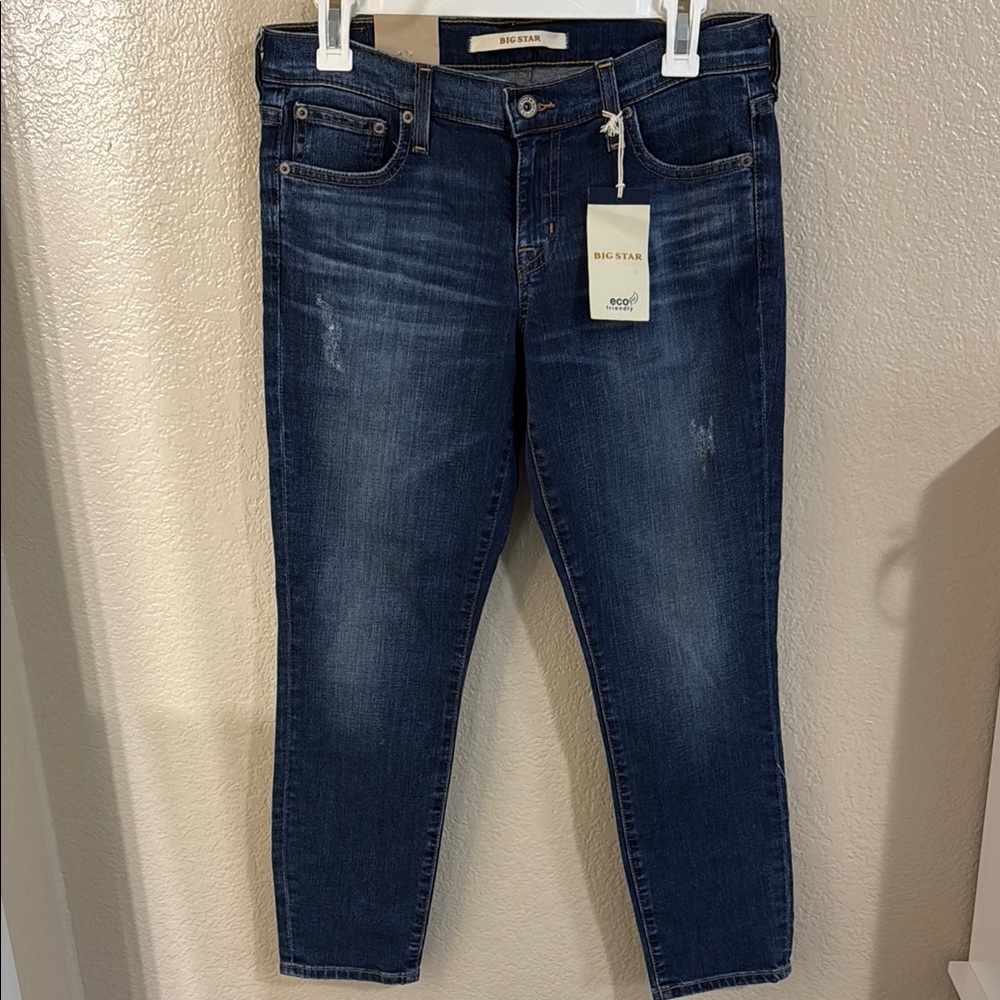 Big Star Blue Ankle Cropped Jeans with Stretch